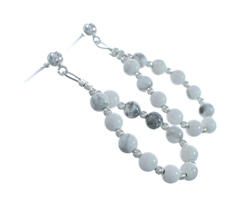 Navajo Sterling Silver Howlite Bead Post Dangle Earrings X10284